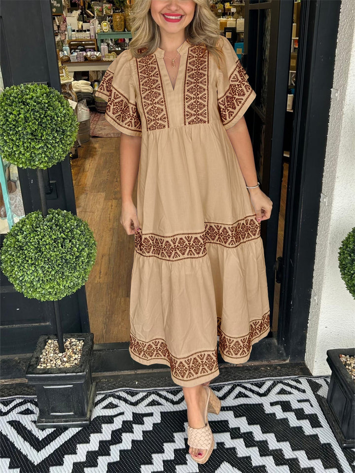 Idun summer boho v-neck midi dress, seventh view