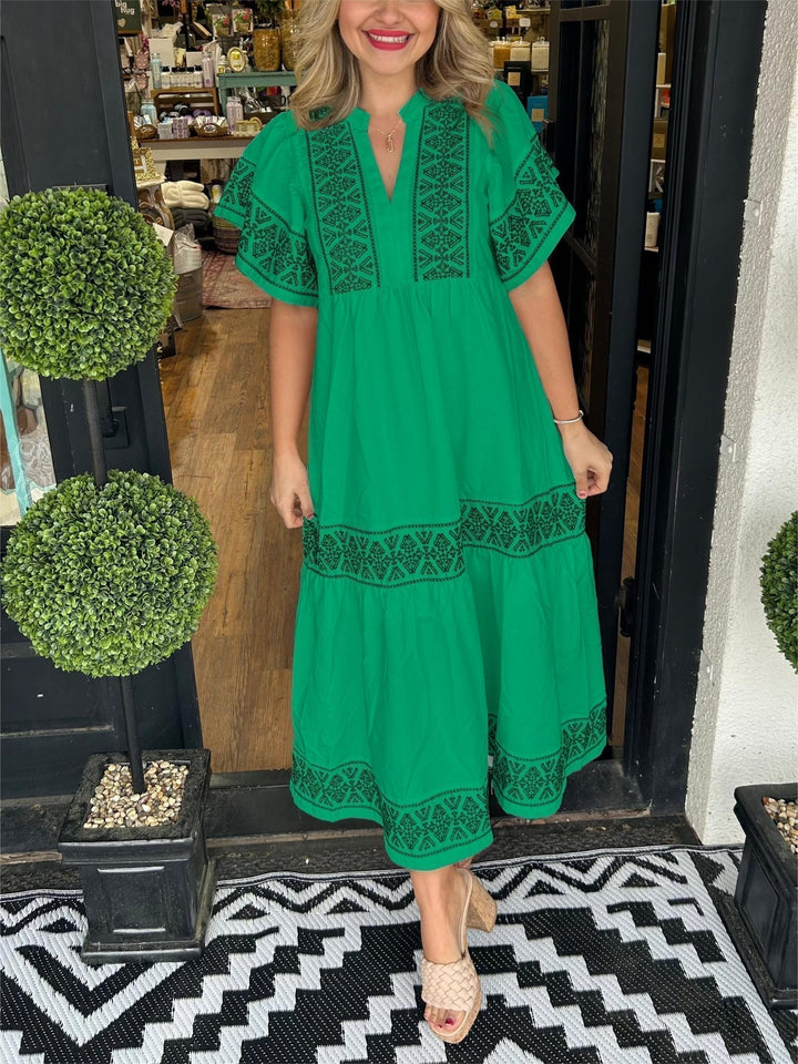 Idun summer boho v-neck midi dress, ninth view