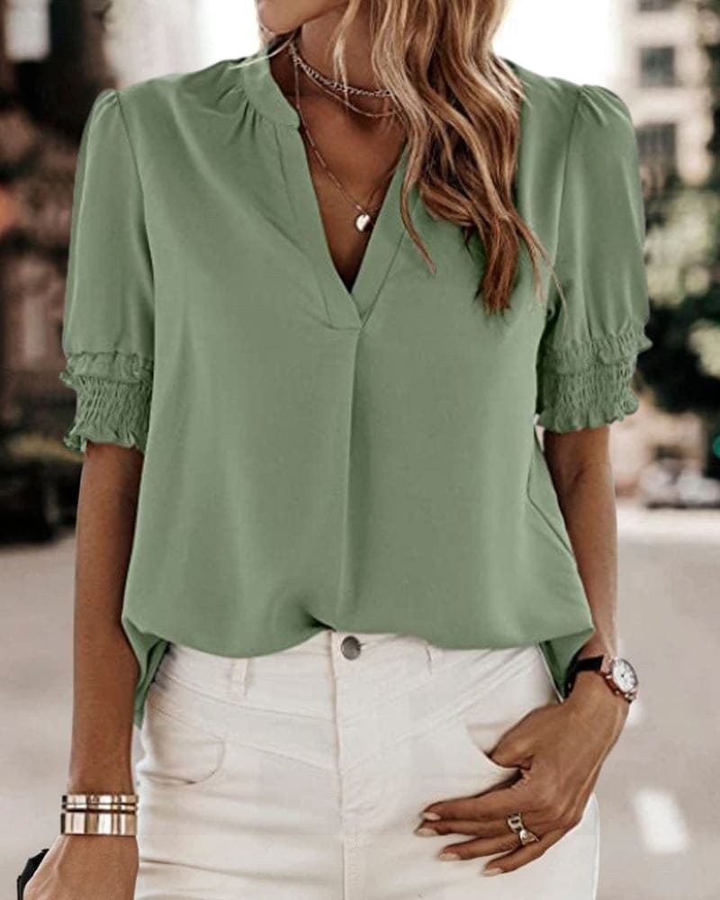 Juliette | V-Neck Puff Sleeve Chiffon Blouse - product image 8