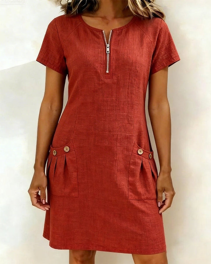Maristella | Zip Neck A-Line Mini Dress - product image 1