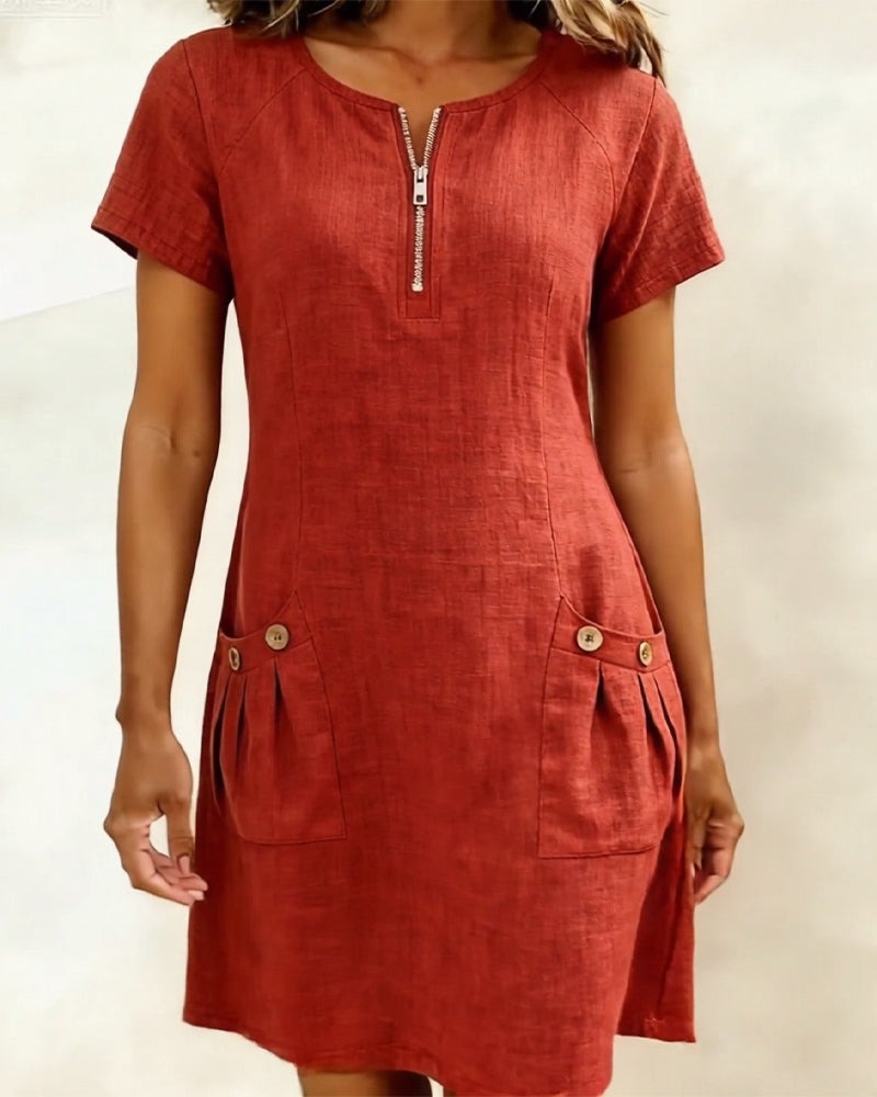 Maristella | Zip Neck A-Line Mini Dress - product image 2