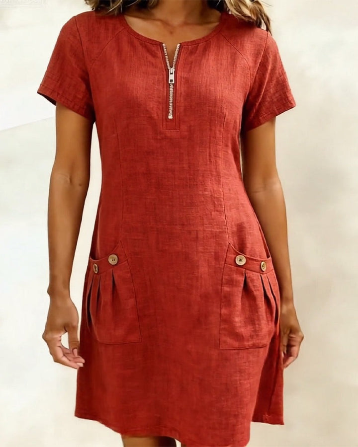 Maristella | Zip Neck A-Line Mini Dress - product image 2