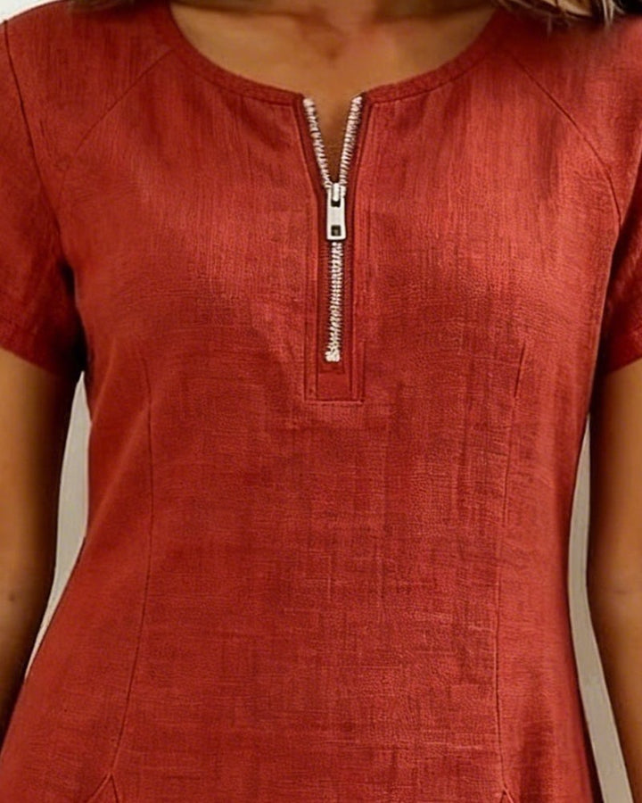 Maristella | Zip Neck A-Line Mini Dress - product image 4