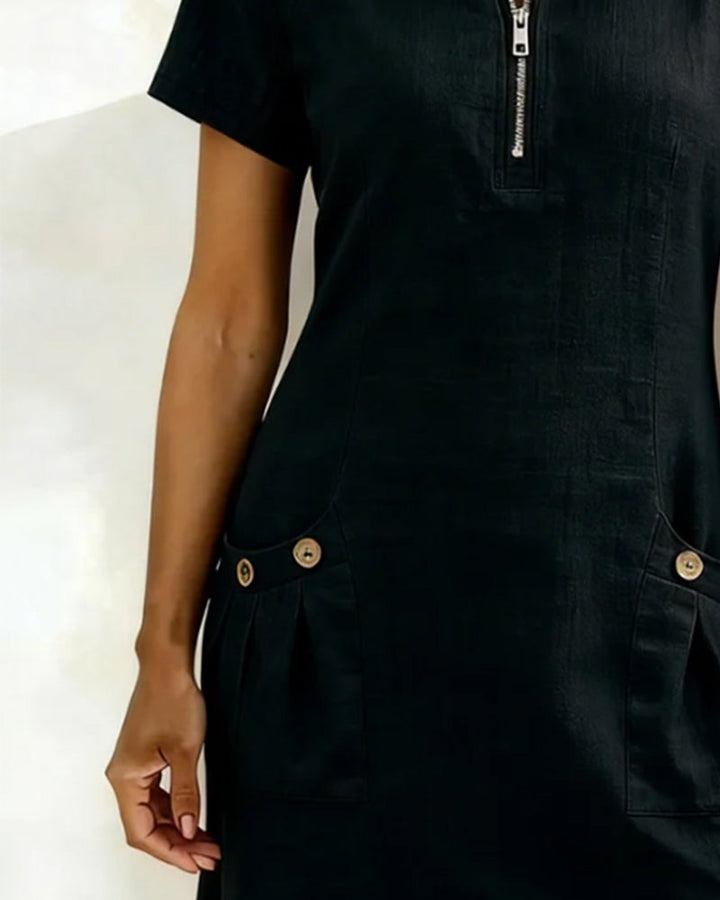 Maristella | Zip Neck A-Line Mini Dress - product image 6
