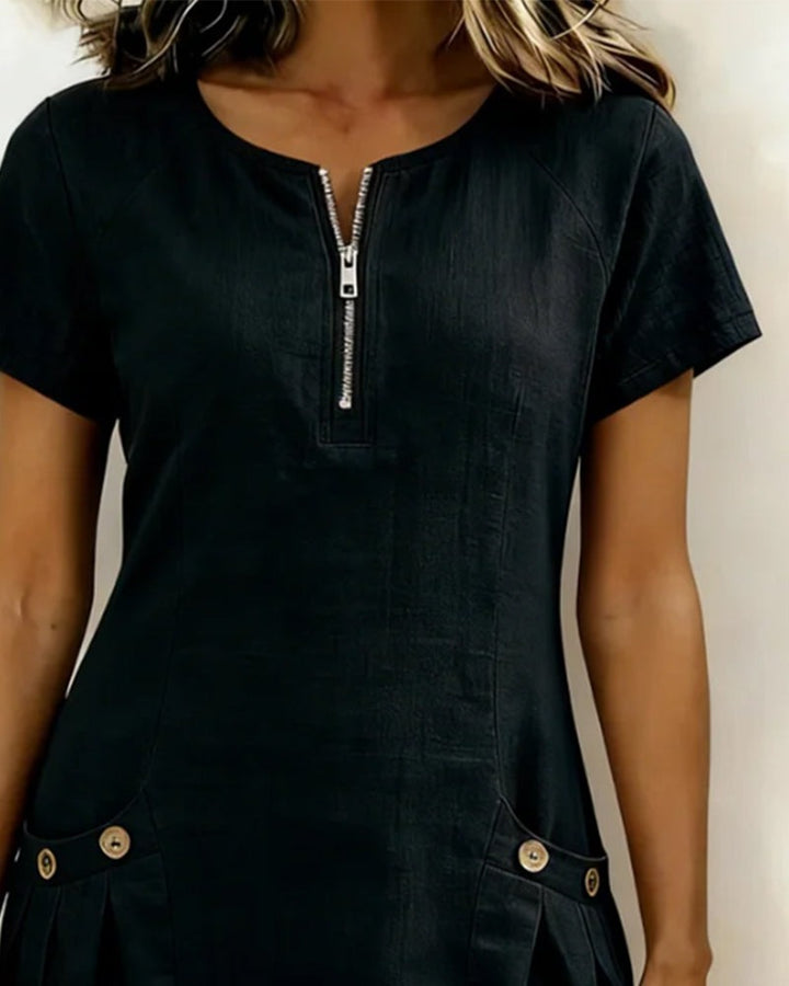 Maristella | Zip Neck A-Line Mini Dress - product image 7