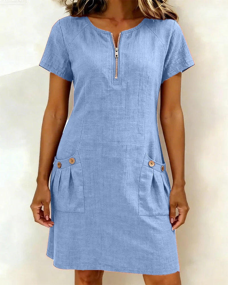 maristella zip neck a line mini dress - product image 16