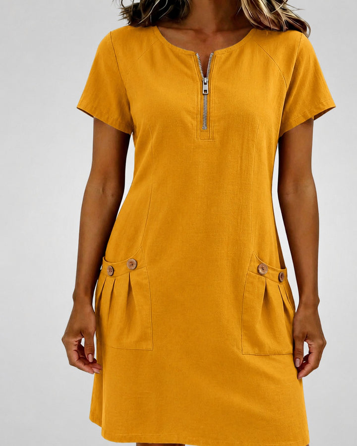 maristella zip neck a line mini dress - product image 23