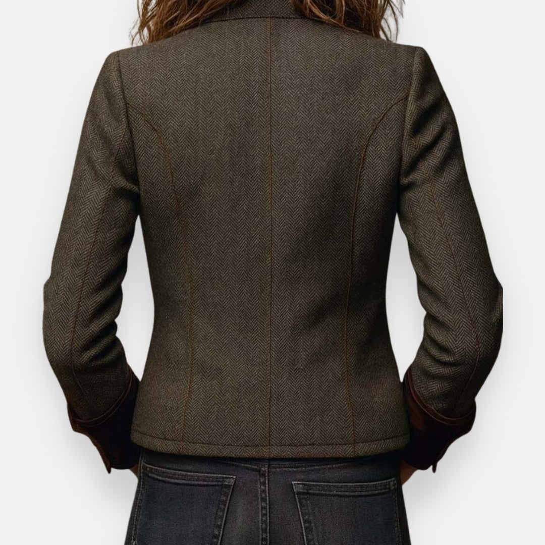 Amelia herringbone button front structured jacket, alternate view