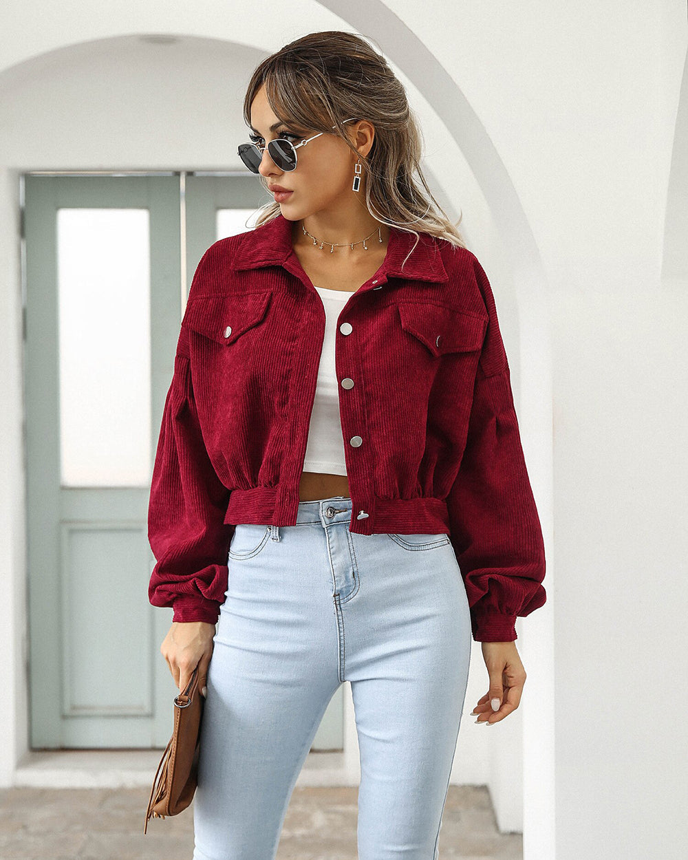 Anika cropped button down jacket, alternate view