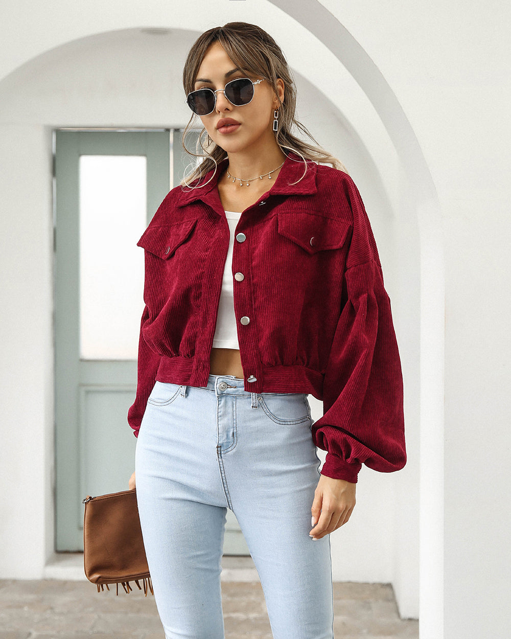 Anika cropped button down jacket, alternate view