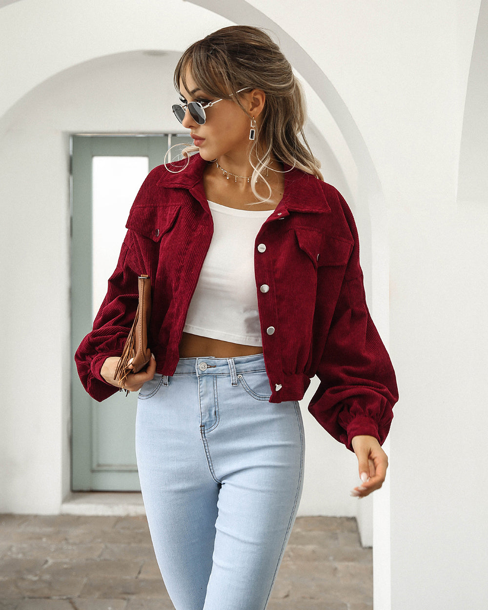 Anika cropped button down jacket, alternate view