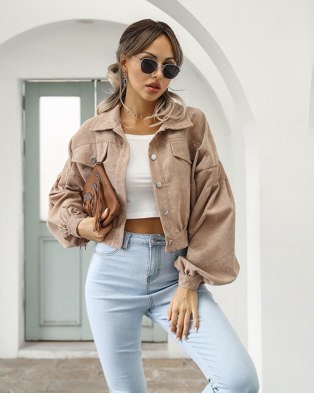 Anika cropped button down jacket, alternate view