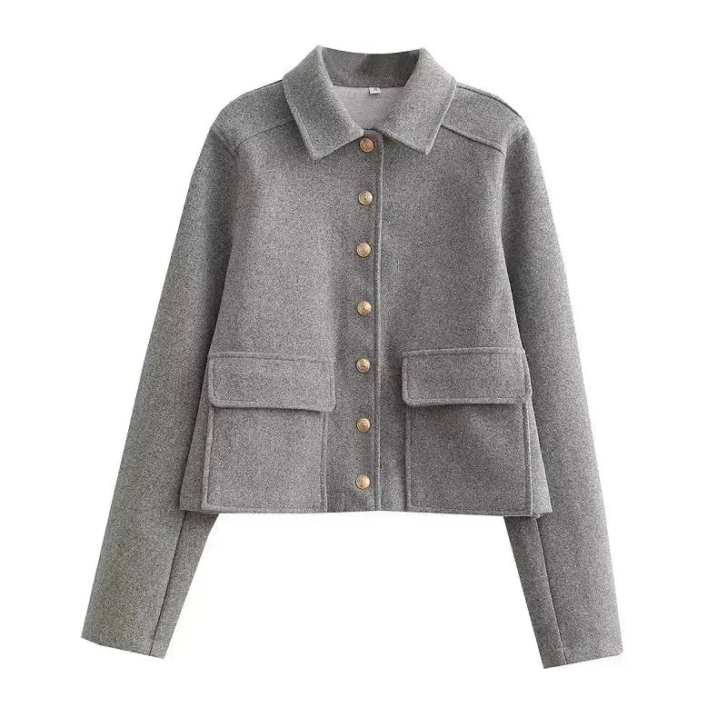 Aria cropped bomber jacket button up, alternate view