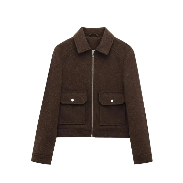 Astrid bomber jacket short zip front ribbed cuffs, alternate view