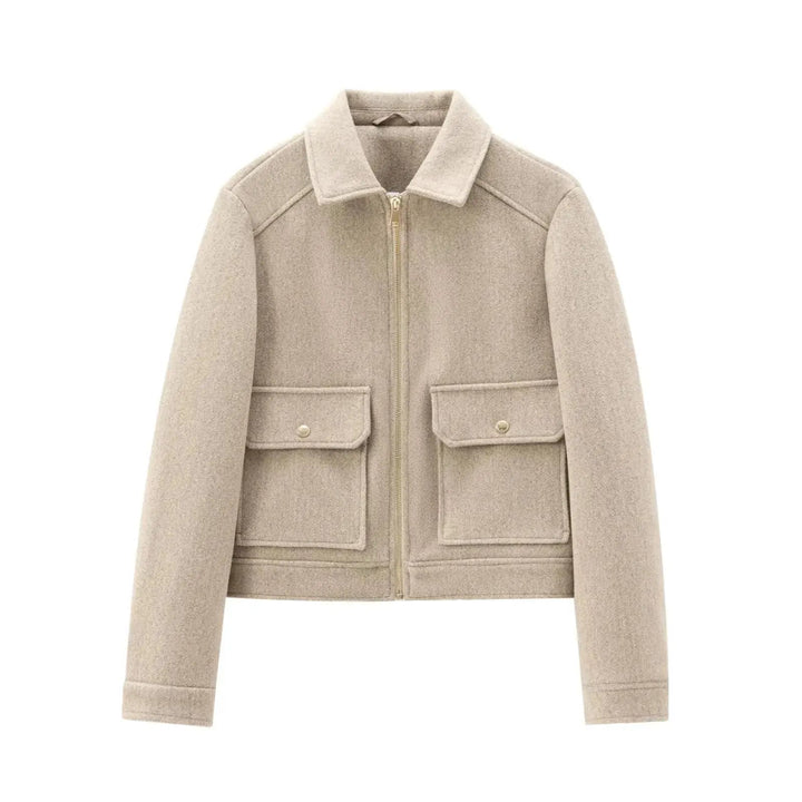 Astrid bomber jacket short zip front ribbed cuffs, alternate view