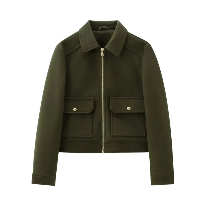 Astrid bomber jacket short zip front ribbed cuffs, alternate view