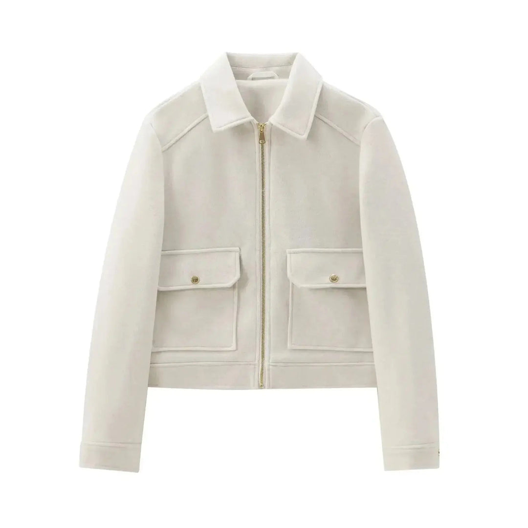 Astrid bomber jacket short zip front ribbed cuffs, alternate view
