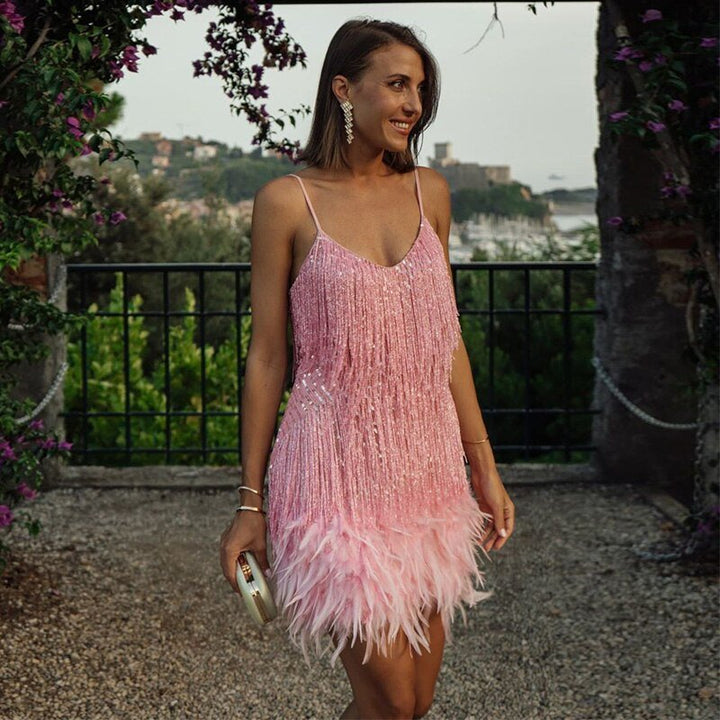 Cosima fitted sequin cocktail mini dress, alternate view