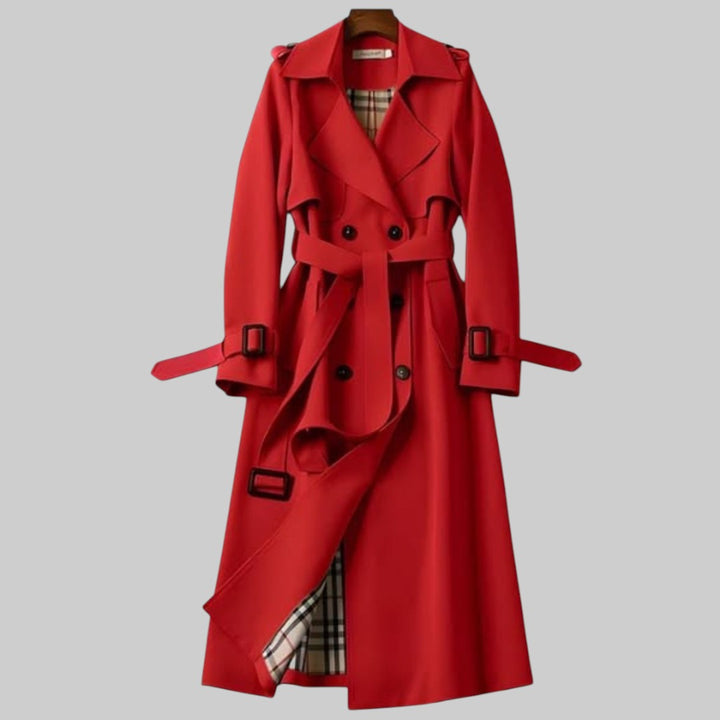 Emily belted double breasted long trench coat, alternate view
