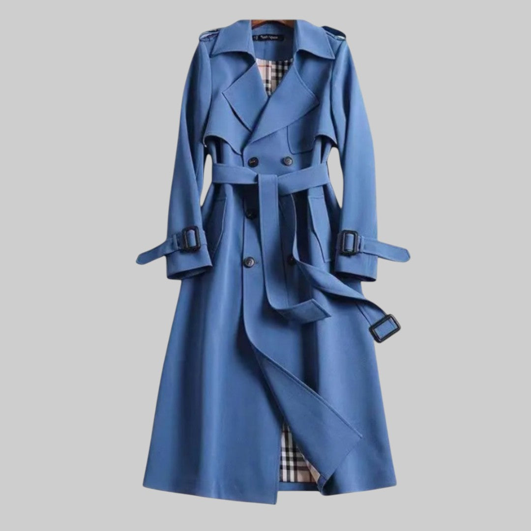 Emily belted double breasted long trench coat, alternate view