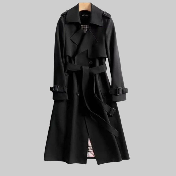 Emily belted double breasted long trench coat, alternate view