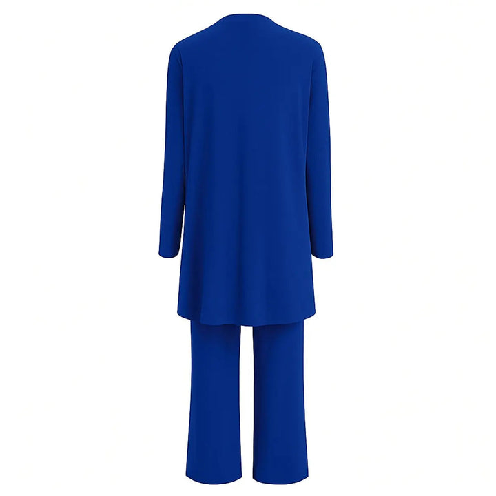 Emmanuelle longline cardigan and wide leg trouser 3 piece set, alternate view