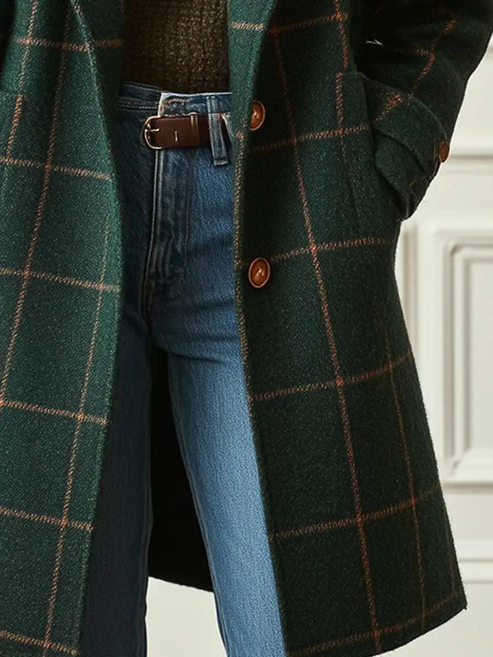 Grace wool blend check coat double breasted, alternate view