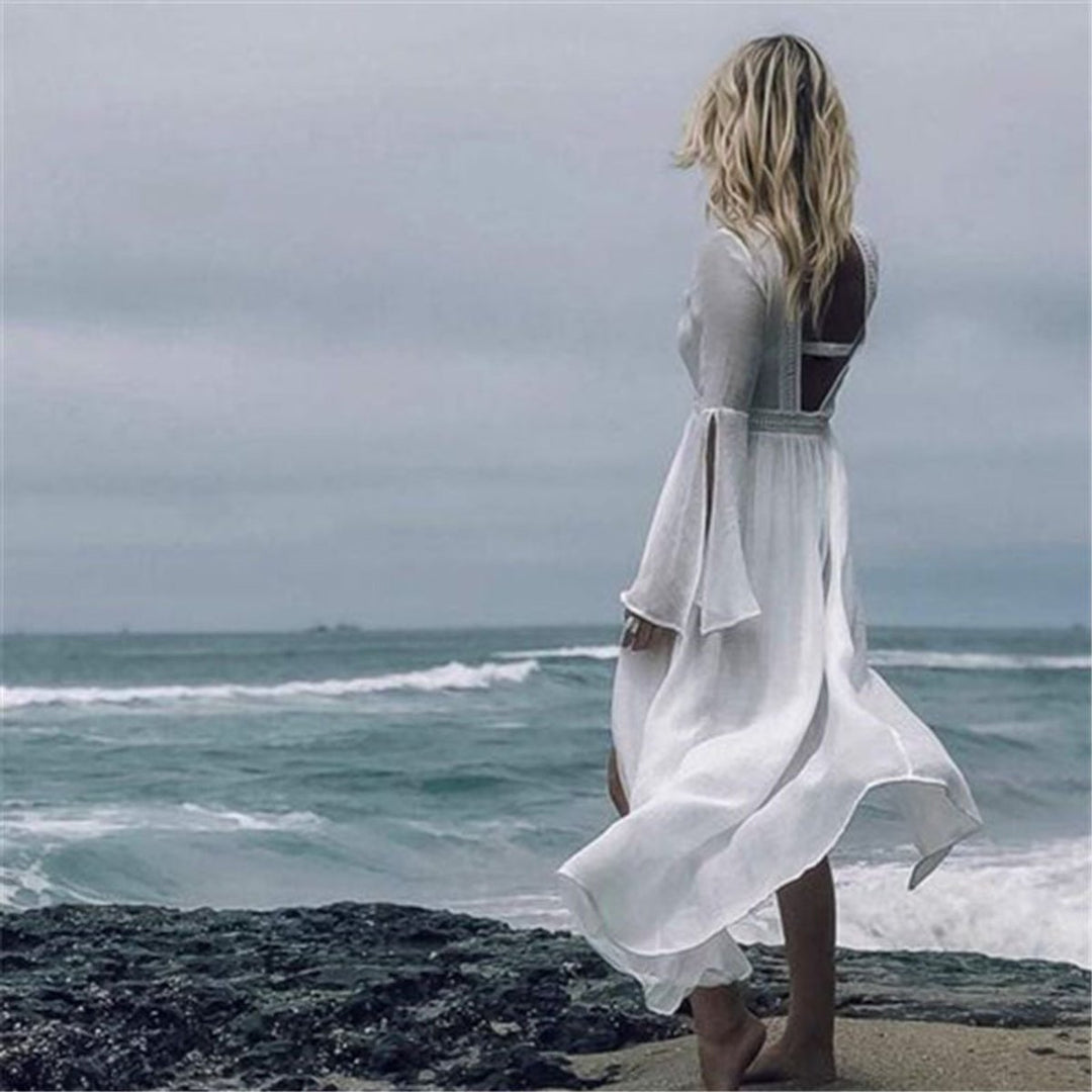 Harper open back maxi beach tunic kimono cover up, alternate view