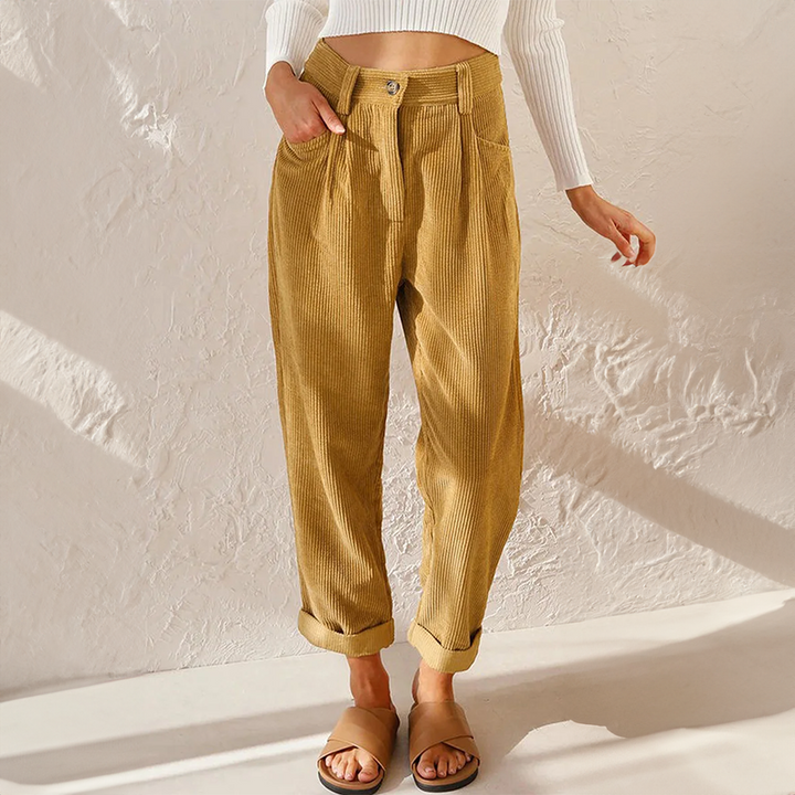 Heidi high waist corduroy pants, front view