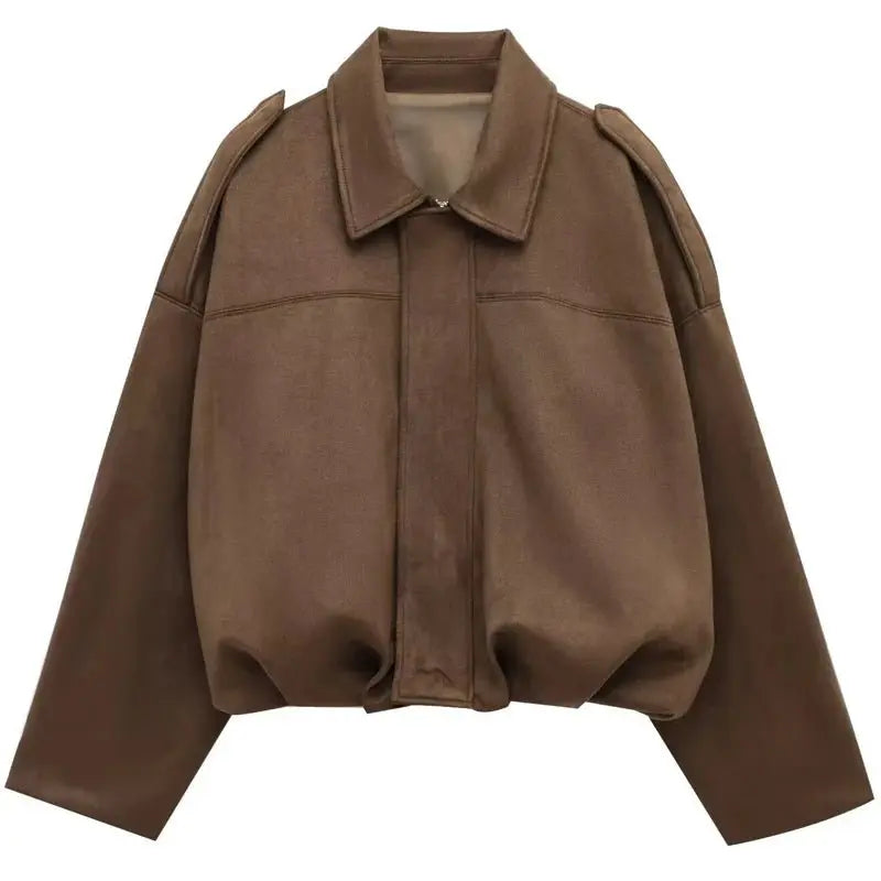 Juliette oversized cropped bomber jacket zip front, alternate view