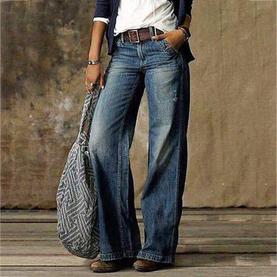Klara retro high waist wide leg denim jeans, alternate view