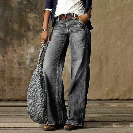 Klara retro high waist wide leg denim jeans, alternate view