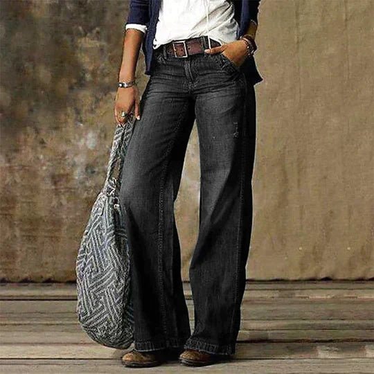 Klara retro high waist wide leg denim jeans, alternate view