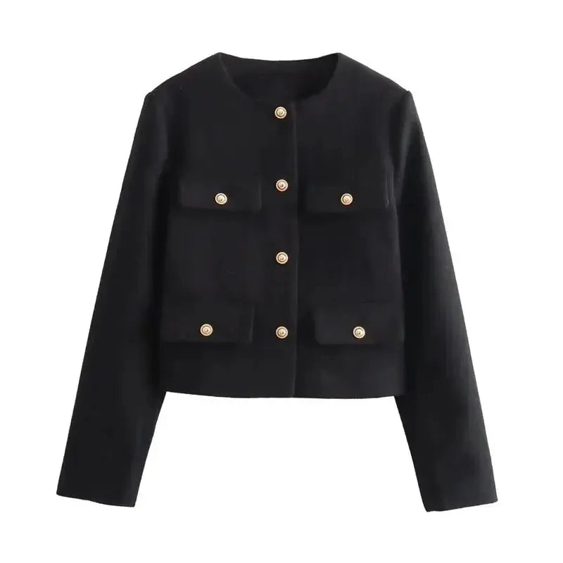 Leonie cropped bomber jacket button front, alternate view