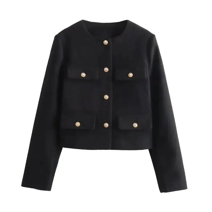 Leonie cropped bomber jacket button front, alternate view
