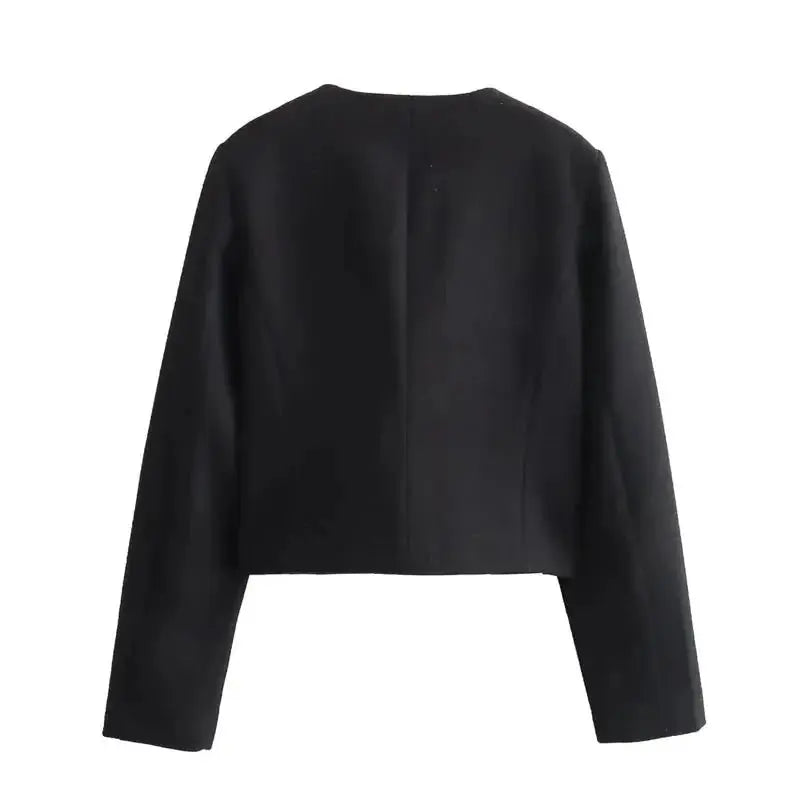 Leonie cropped bomber jacket button front, alternate view