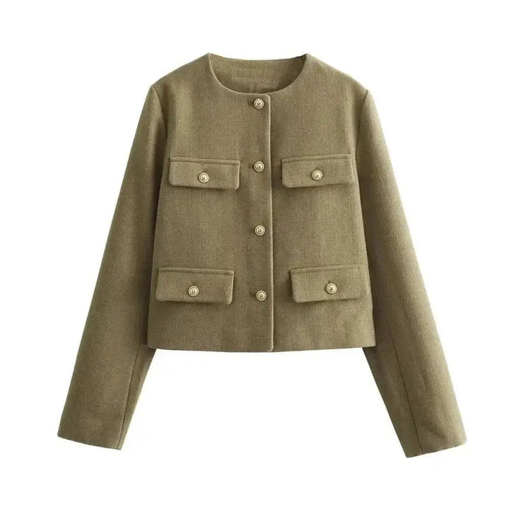 Leonie cropped bomber jacket button front, alternate view