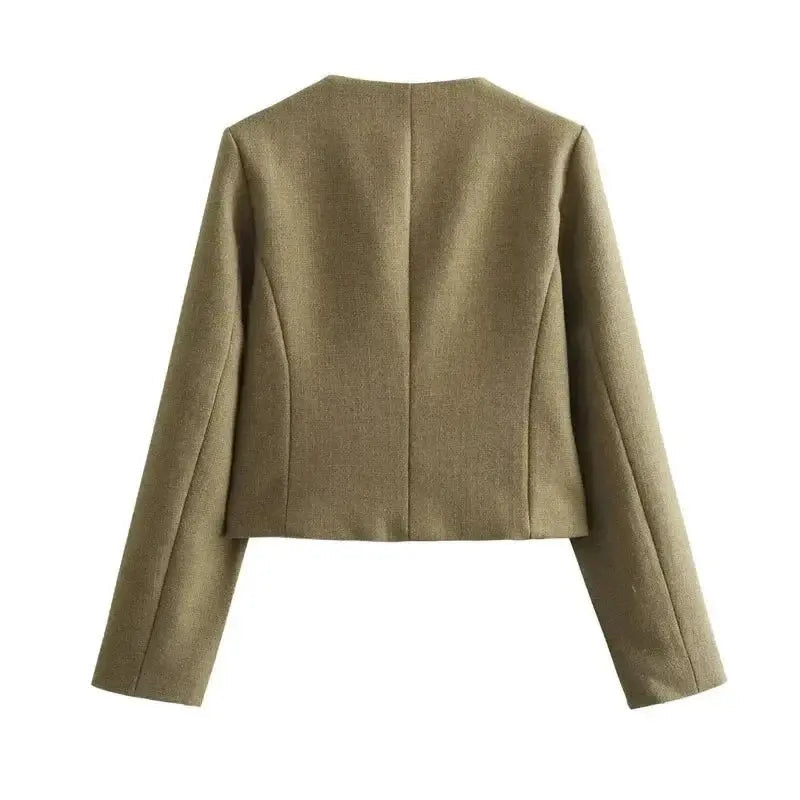 Leonie cropped bomber jacket button front, alternate view