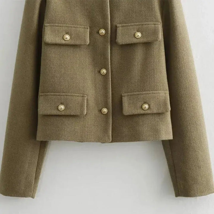 Leonie cropped bomber jacket button front, alternate view