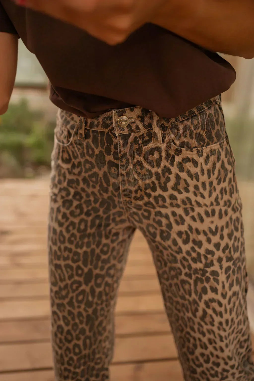 Lexi high waist leopard print flare trousers, alternate view