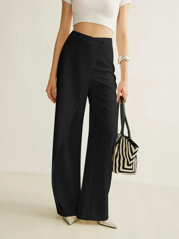 Mia high waist asymmetric wrap wide leg trousers, alternate view