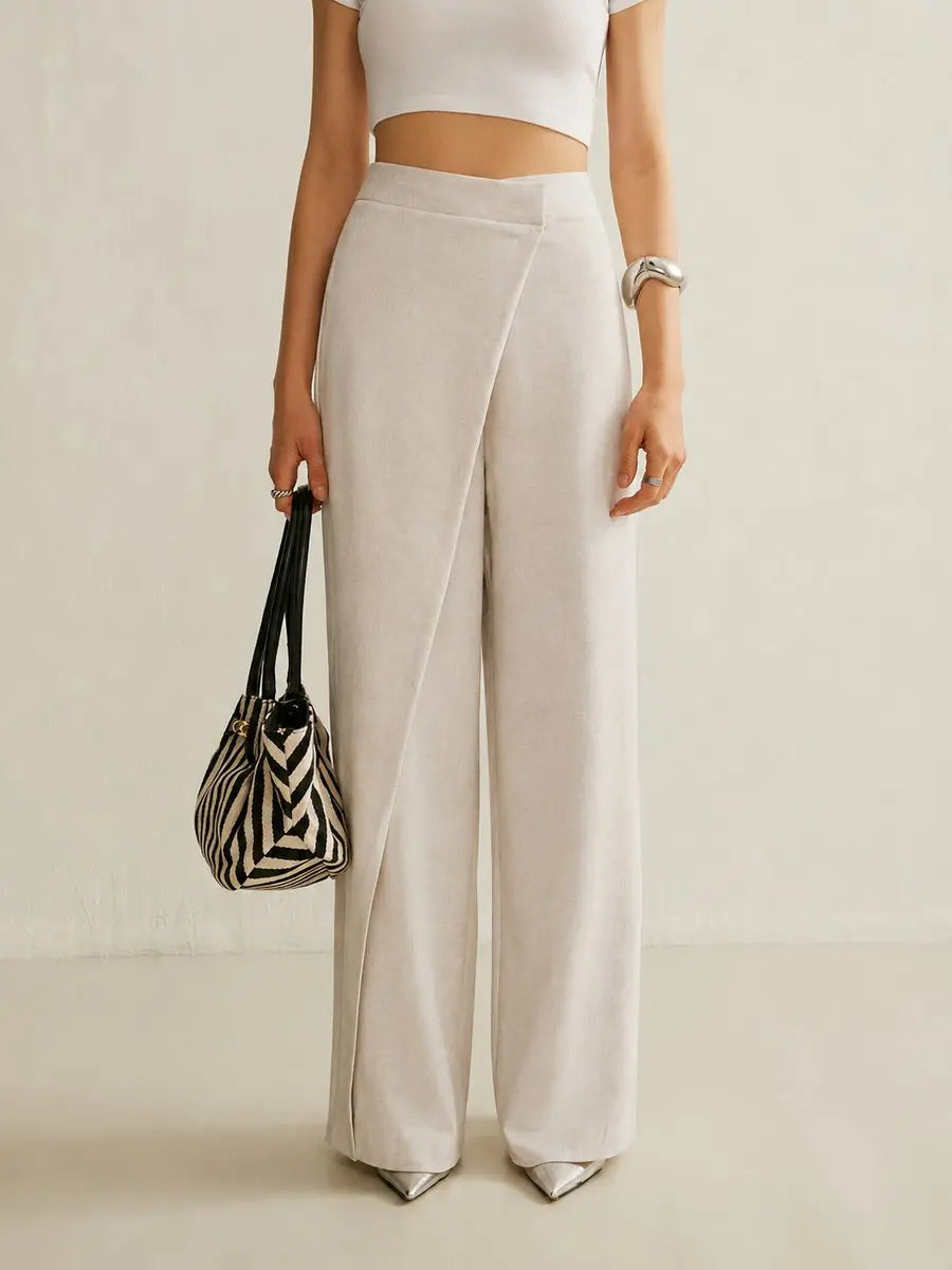 Mia high waist asymmetric wrap wide leg trousers, alternate view