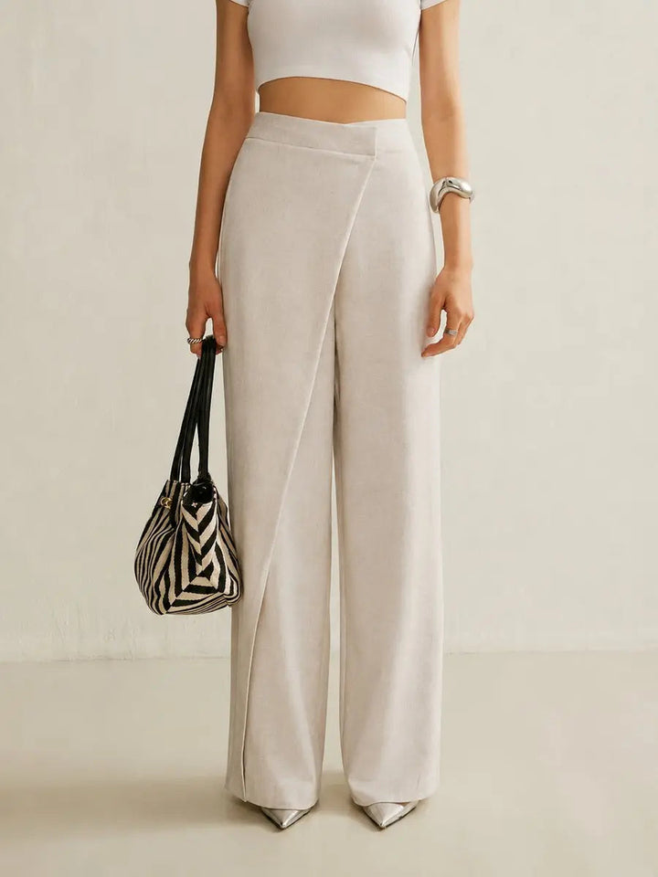 Mia high waist asymmetric wrap wide leg trousers, alternate view