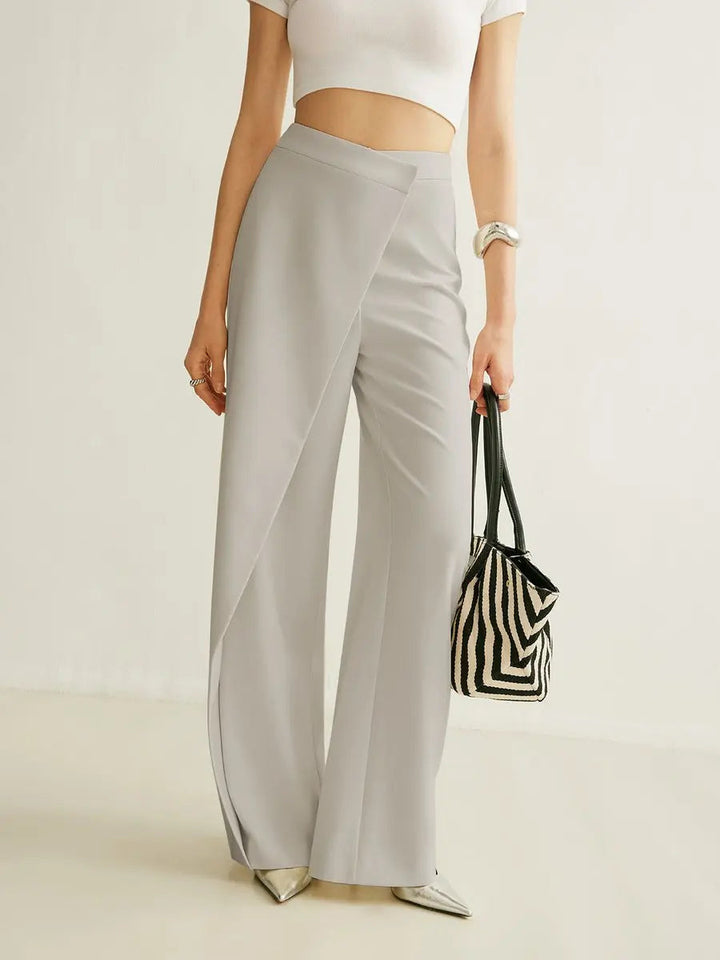 Mia high waist asymmetric wrap wide leg trousers, alternate view