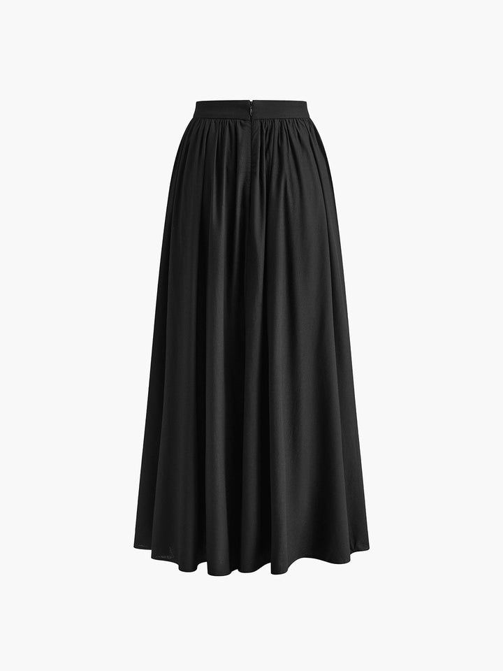 Nora high waist pleated linen maxi skirt, alternate view