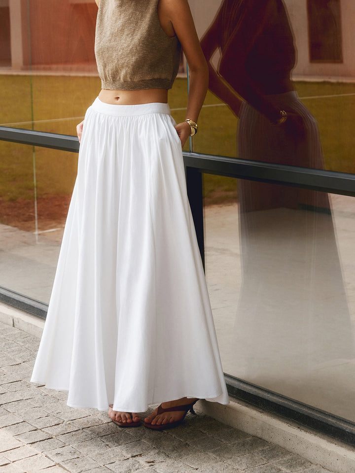 Nora high waist pleated linen maxi skirt, alternate view
