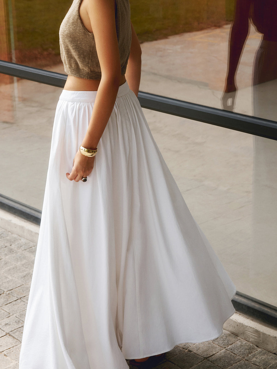 Nora high waist pleated linen maxi skirt, alternate view