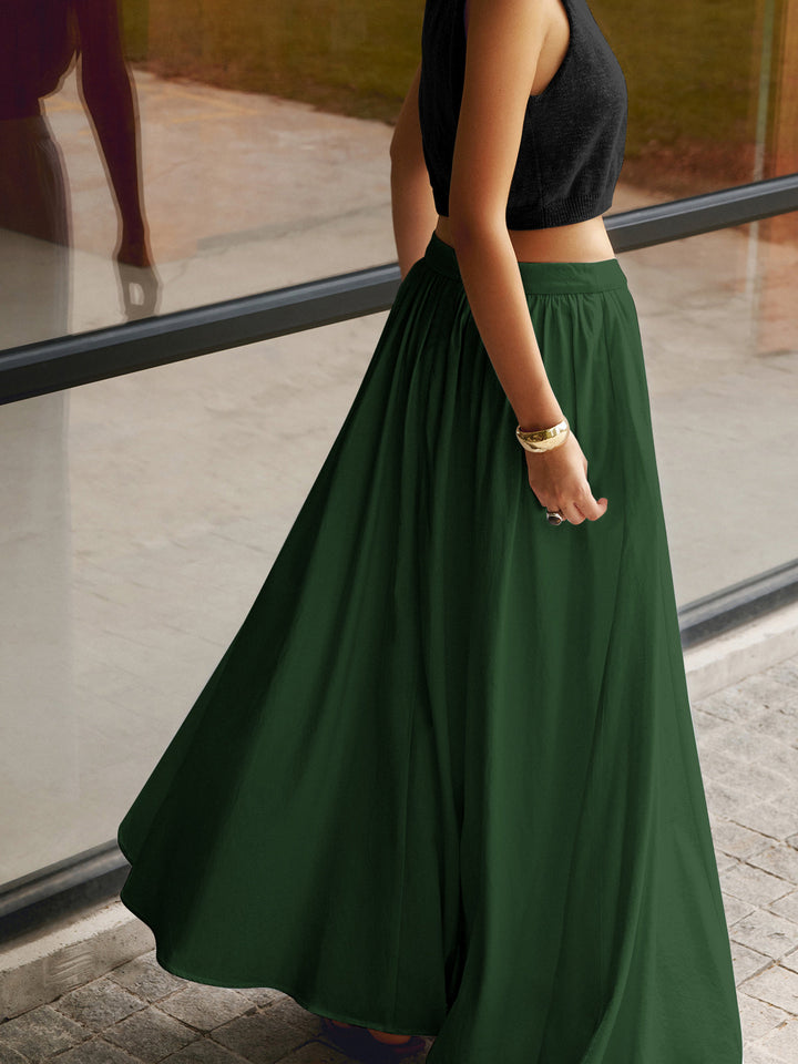 Nora high waist pleated linen maxi skirt, alternate view