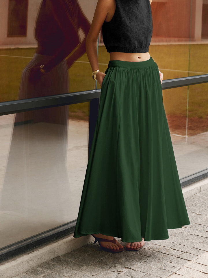 Nora high waist pleated linen maxi skirt, alternate view