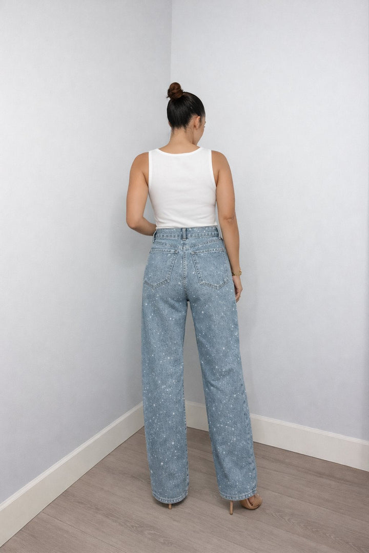 Rosie high waist straight leg glitter denim jeans, alternate view